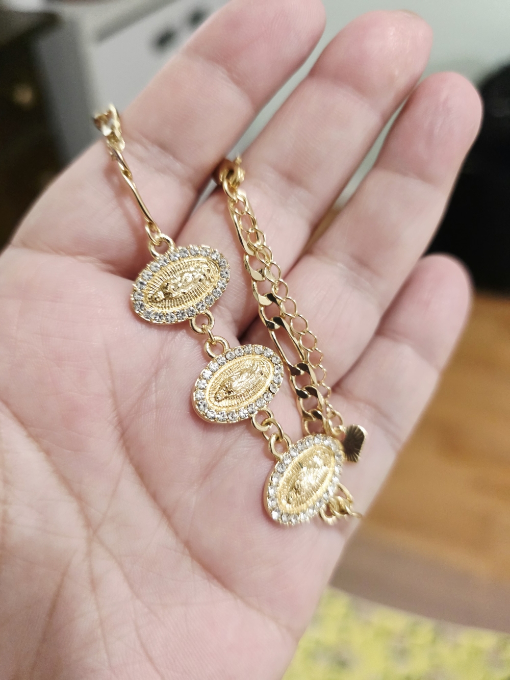 18k Gold Plated Virgin  Medallion Bracelet with Zorcon Accents - Women Jewelry